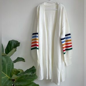 Multi Striped Ivory Open Cardigan